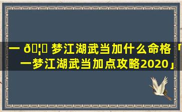 一 🦋 梦江湖武当加什么命格「一梦江湖武当加点攻略2020」
